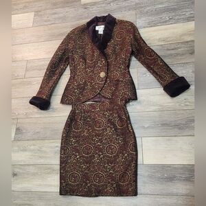 Luxurious Women's Brown and Gold Skirt Set